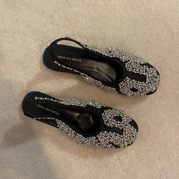 Dries Van Noten Mesh Embellished Slingback Flats - Picture 2 of 3